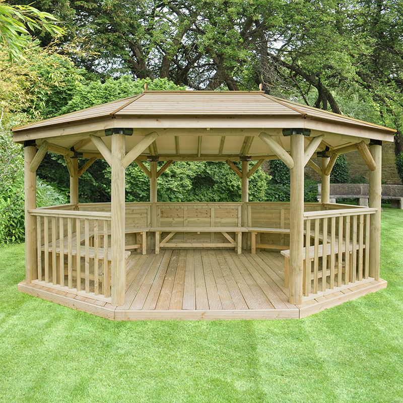 17 X12 5 1x3 6m Premium Oval Furnished Wooden Garden Gazebo
