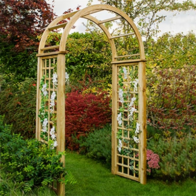 a wooden garden arch