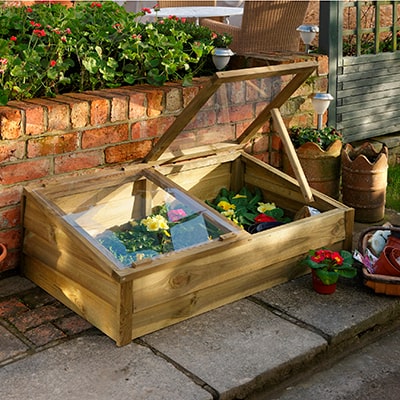 Forest Large Wooden Cold Frame full of plants