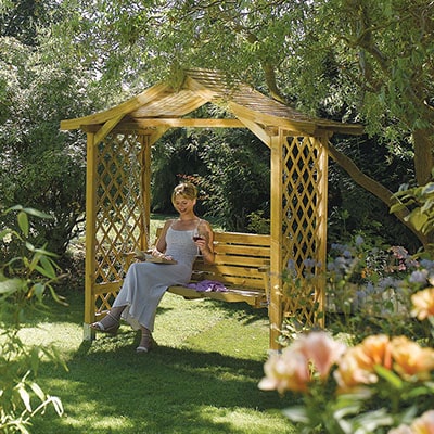 wooden garden arbour Rowlinson Dartmouth Swing Seat