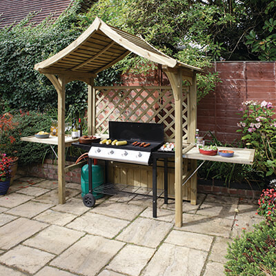 wooden garden arbour bbq shelter Rowlinson Party Arbour