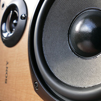 a close up of a speaker