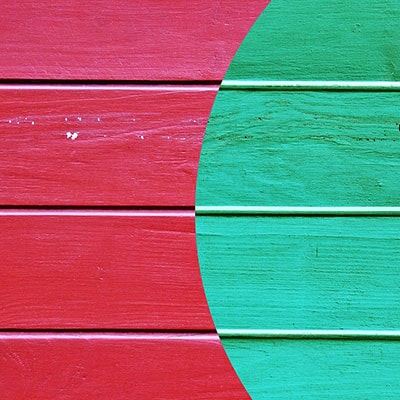 wood painted red and green